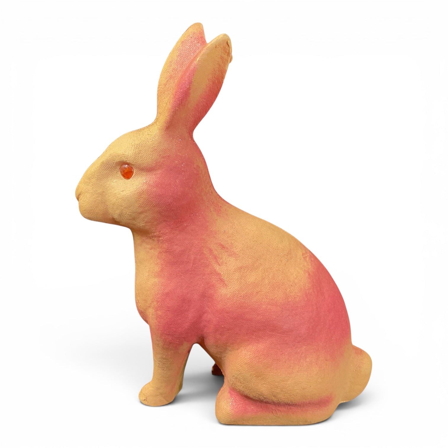 Vintage Easter Bunny Figurine Large Pink Paper Mache Drake Process