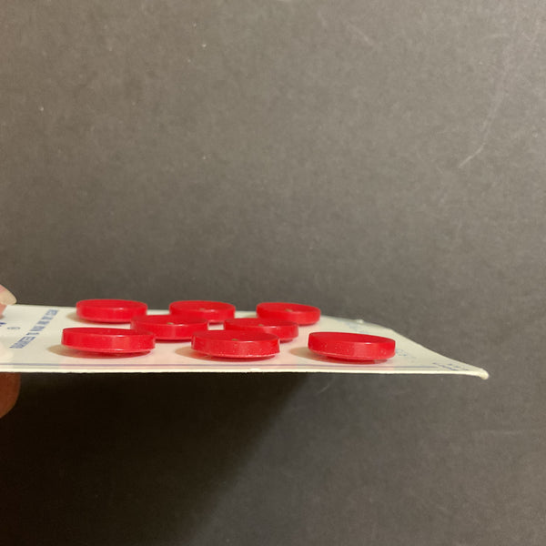 Vintage Buttons Red 2 Hole 572 Costumakers Size 24 Shiny Red 8 on Card