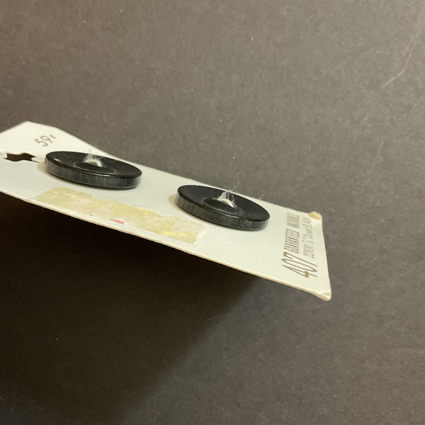 Vintage 7/8” Le Chic 407 Shiny Black 2 Hole Buttons 2 on Card