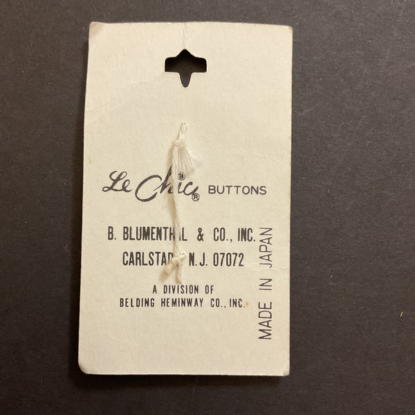 Vintage 7/8” Le Chic 407 Shiny Black 2 Hole Buttons 2 on Card