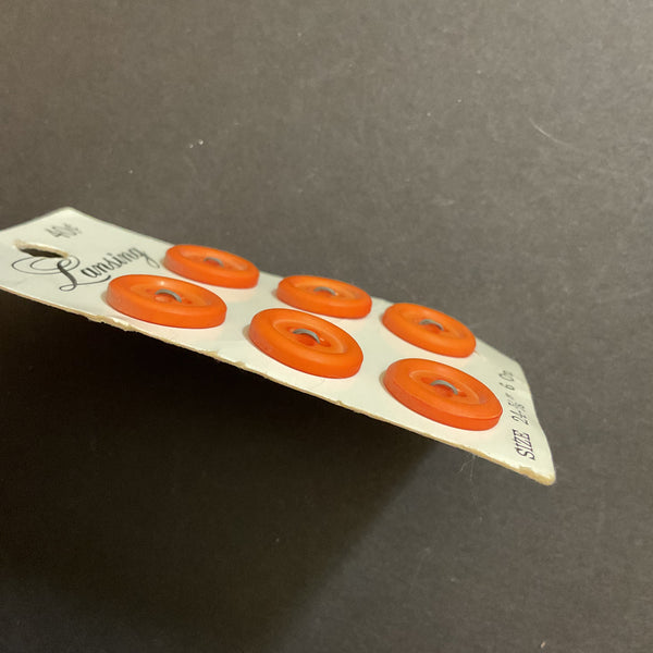 Vintage 9120 Lansing 5/8 Matte Orange 4 Hole Buttons 6 on Card