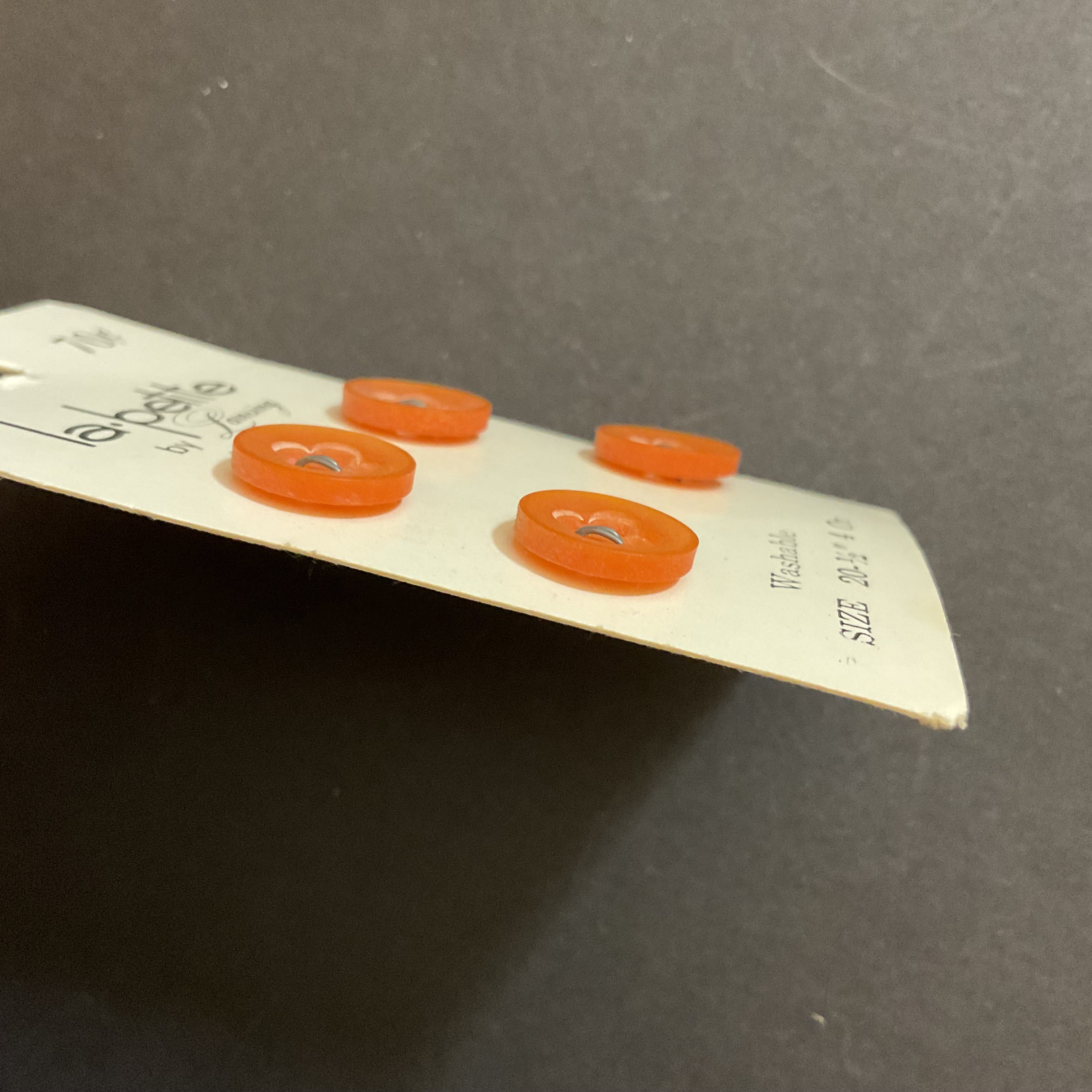 Vintage 5093 La Petite 1/2 Matte Orange 4 Hole Buttons 4 on Card