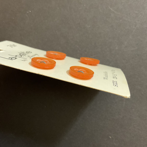 Vintage 5093 La Petite 1/2 Matte Orange 4 Hole Buttons 4 on Card