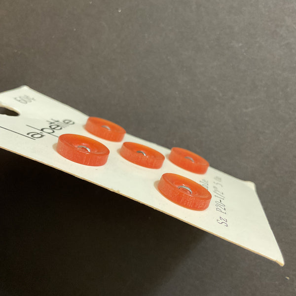 Vintage 5550 La Petite 1/2 Shiny Orange 2 Hole Buttons 5 on Card