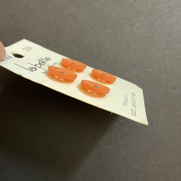 Vintage 5094 La Petite 5/8 Orange 4 Hole Buttons 4 on Button Card