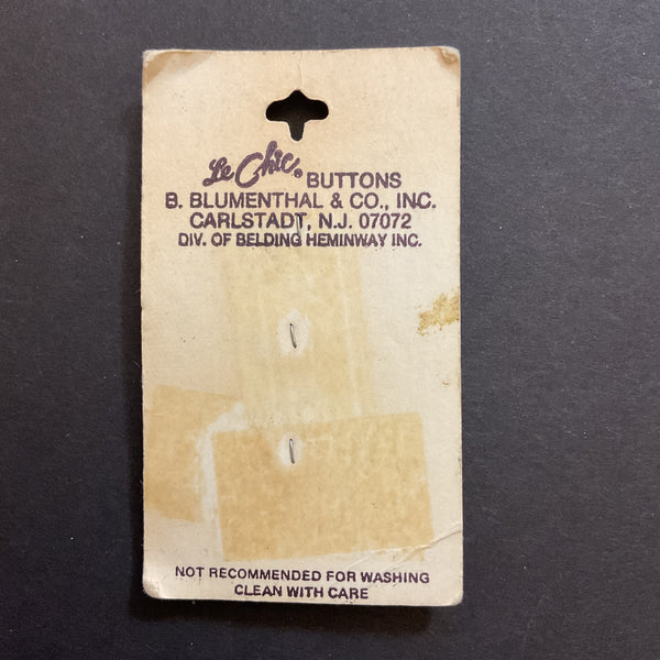 Vintage 5/8” Le Chic 4019 Wood 2 Hole Buttons 3 on Card