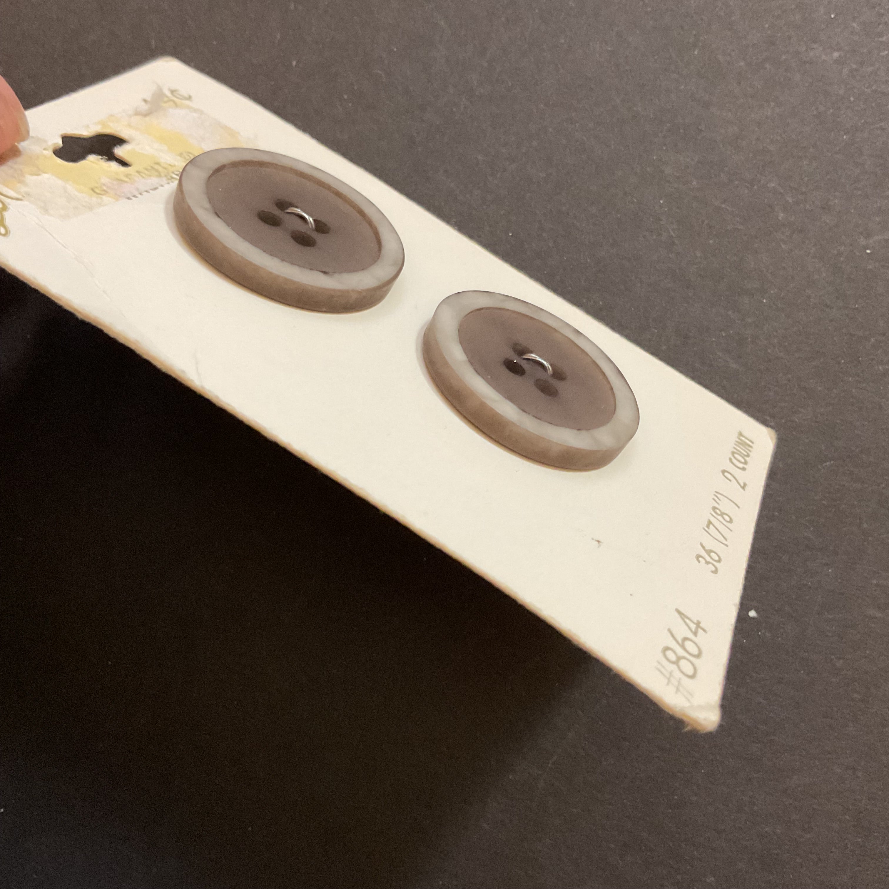 Vintage 7/8” Le Chic 864 Matte Brown 4 Hole Buttons 2 on Card