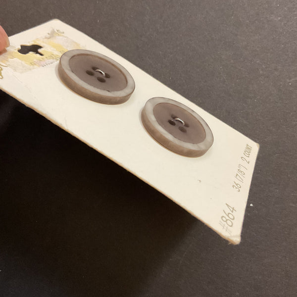 Vintage 7/8” Le Chic 864 Matte Brown 4 Hole Buttons 2 on Card