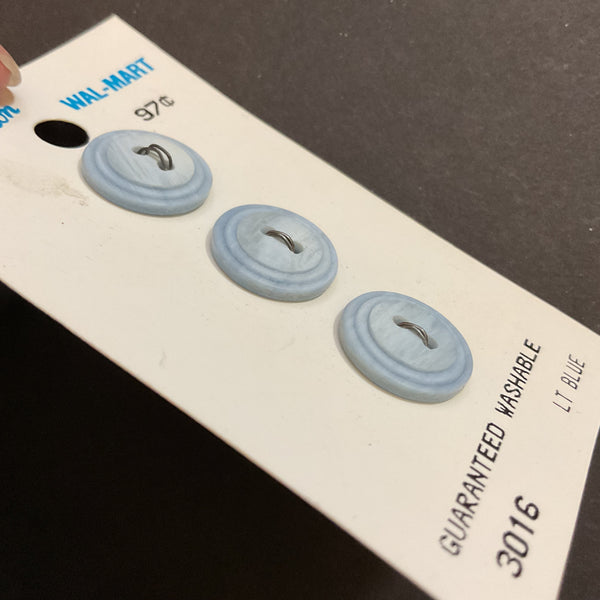 Vintage Buttons 5/8” Light Blue 2 Hole 3016 Le Bouton 3 on Card