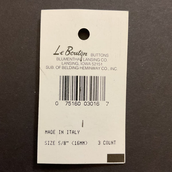 Vintage Buttons 5/8” Light Blue 2 Hole 3016 Le Bouton 3 on Card