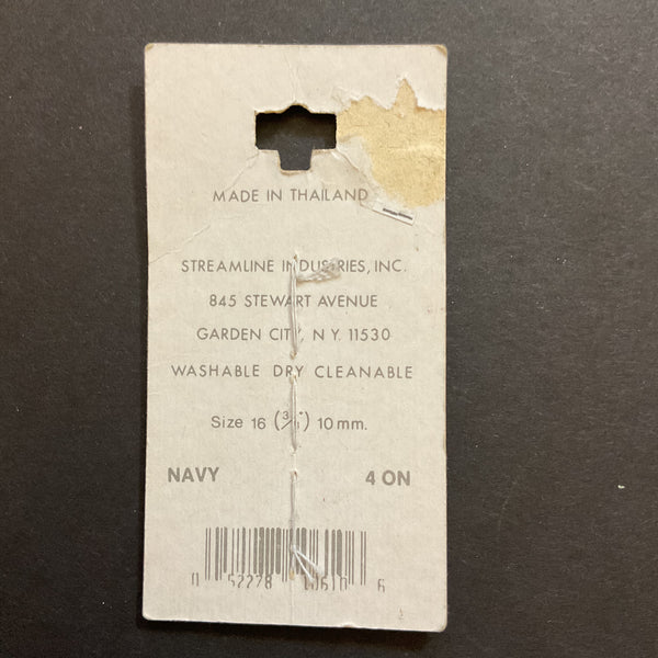 Vintage Streamline 3/8 Navy Blue 2 Hole Buttons 4 on Button Card