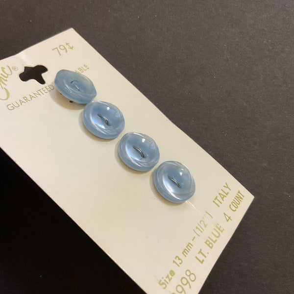 Vintage 2998 Le Chic 1/2 Light Blue 2 Hole Buttons 4 on Button Card