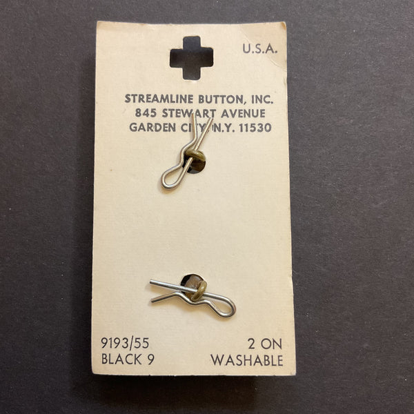 Vintage Streamline 1 3/8 Matte Black Shank Buttons 2 on Card