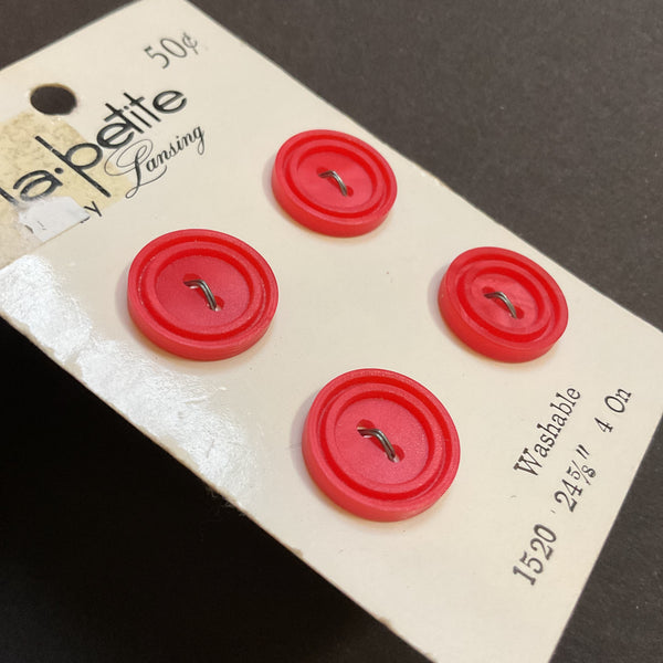 Vintage 1520 La Petite 5/8 Matte Orange 2 Hole Buttons 4 on Card