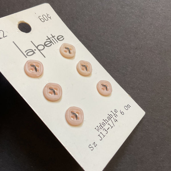 Vintage 1012 La Petite 1/4 Matte Beige 4 Hole Buttons 6 on Card