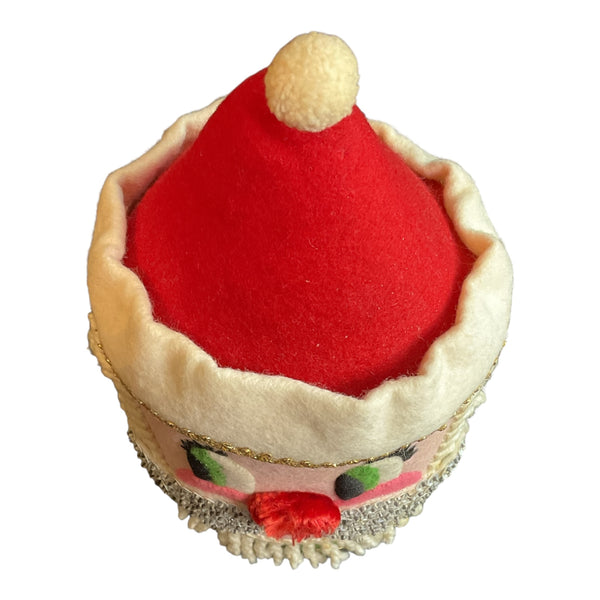Vintage Christmas Santa Toilet Paper Holder Felt and Sequins Doeskin