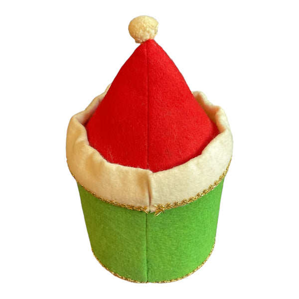 Vintage Christmas Santa Toilet Paper Holder Felt and Sequins Doeskin