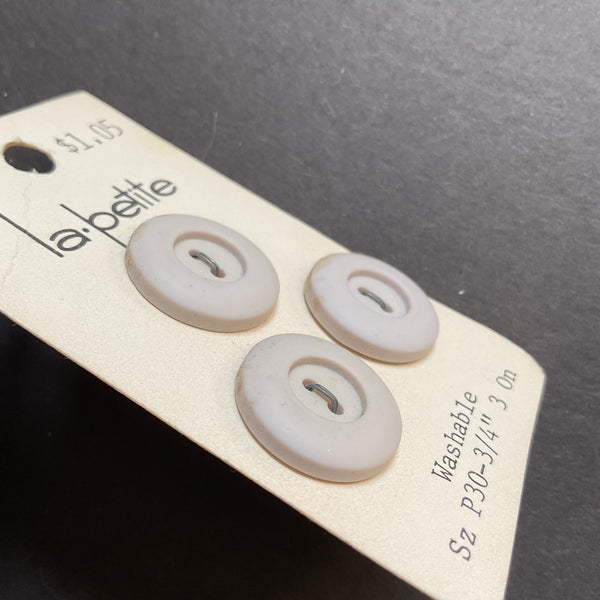 Vintage 1092 La Petite 3/4” Light Gray Plastic 2 Hole Buttons 3 on Button Card