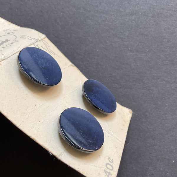 Vintage 99 La Mode 7/8 Dark Blue Shank Buttons 3 on Button Card