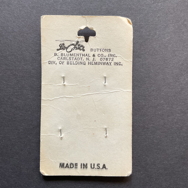 Vintage 3074 Le Chic 5/8 Dark Green 4 Hole Buttons 4 on Button Card