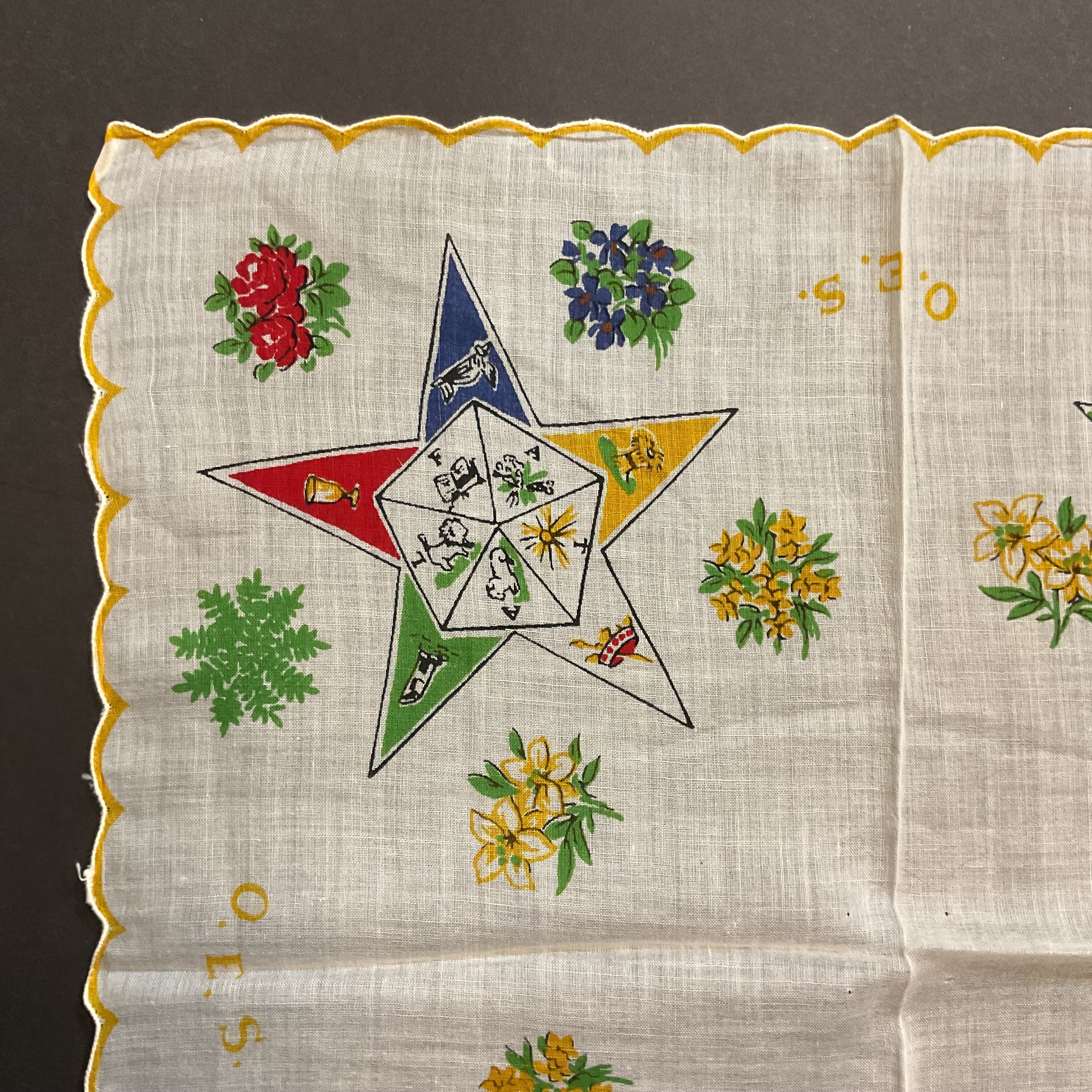 Vintage OES Hankie Order of Eastern Star Handkerchief - Avid Vintage