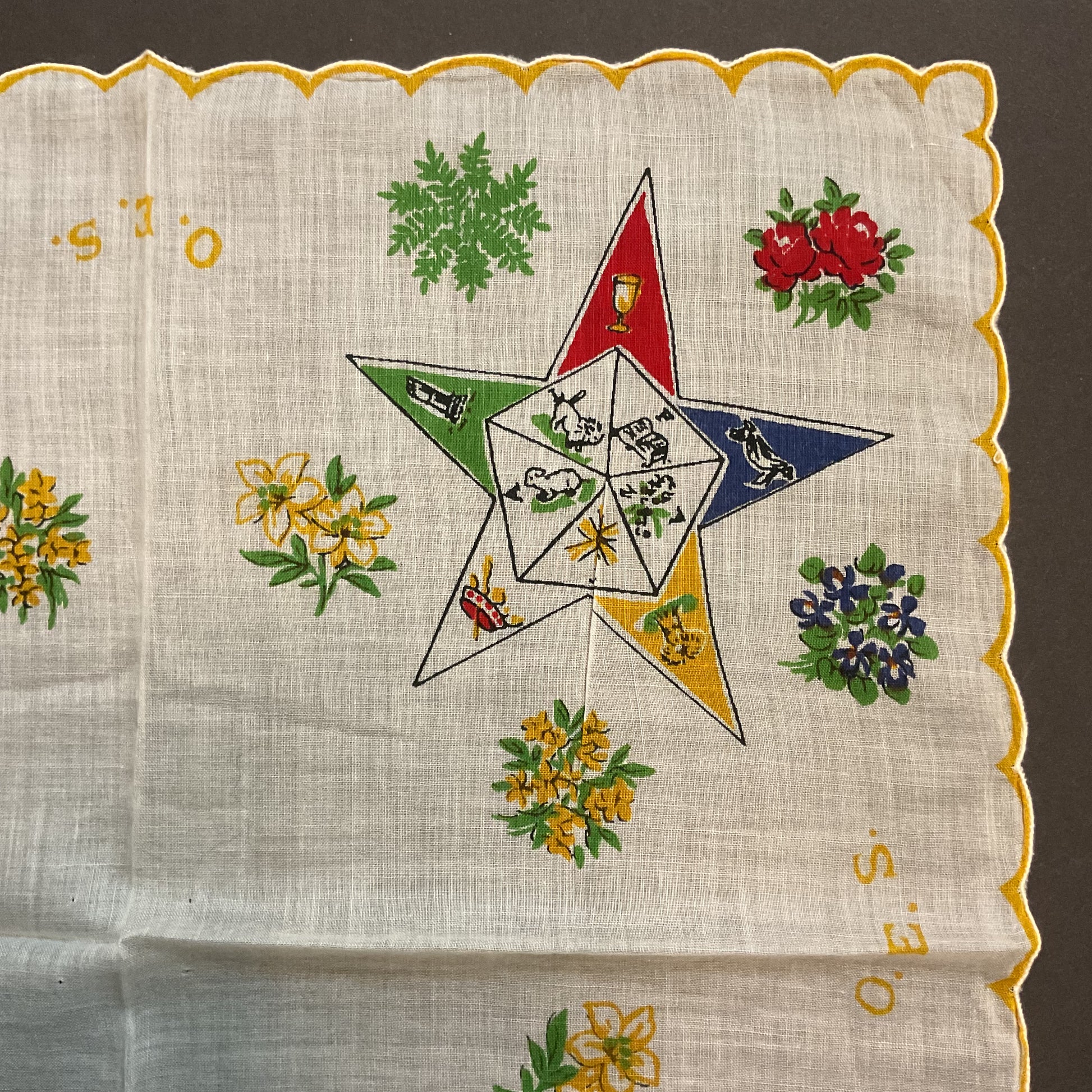 Vintage OES Hankie Order of Eastern Star Handkerchief - Avid Vintage
