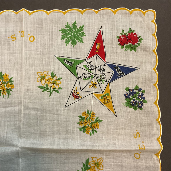 Vintage OES Hankie Order of Easter Star Handkerchief