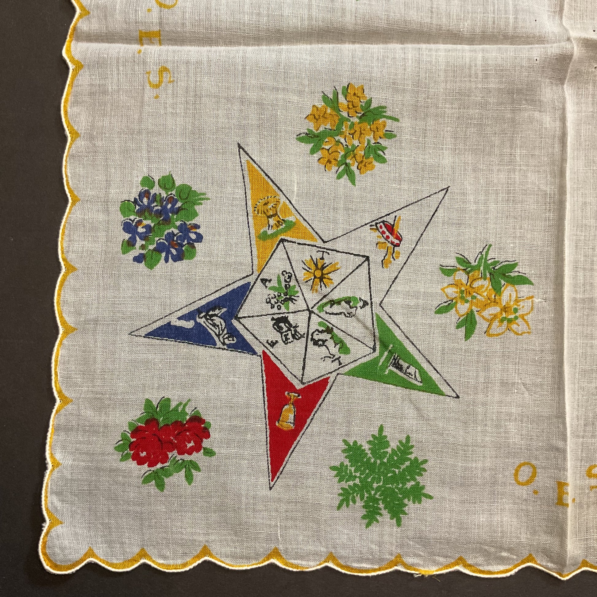 Vintage OES Hankie Order of Eastern Star Handkerchief - Avid Vintage