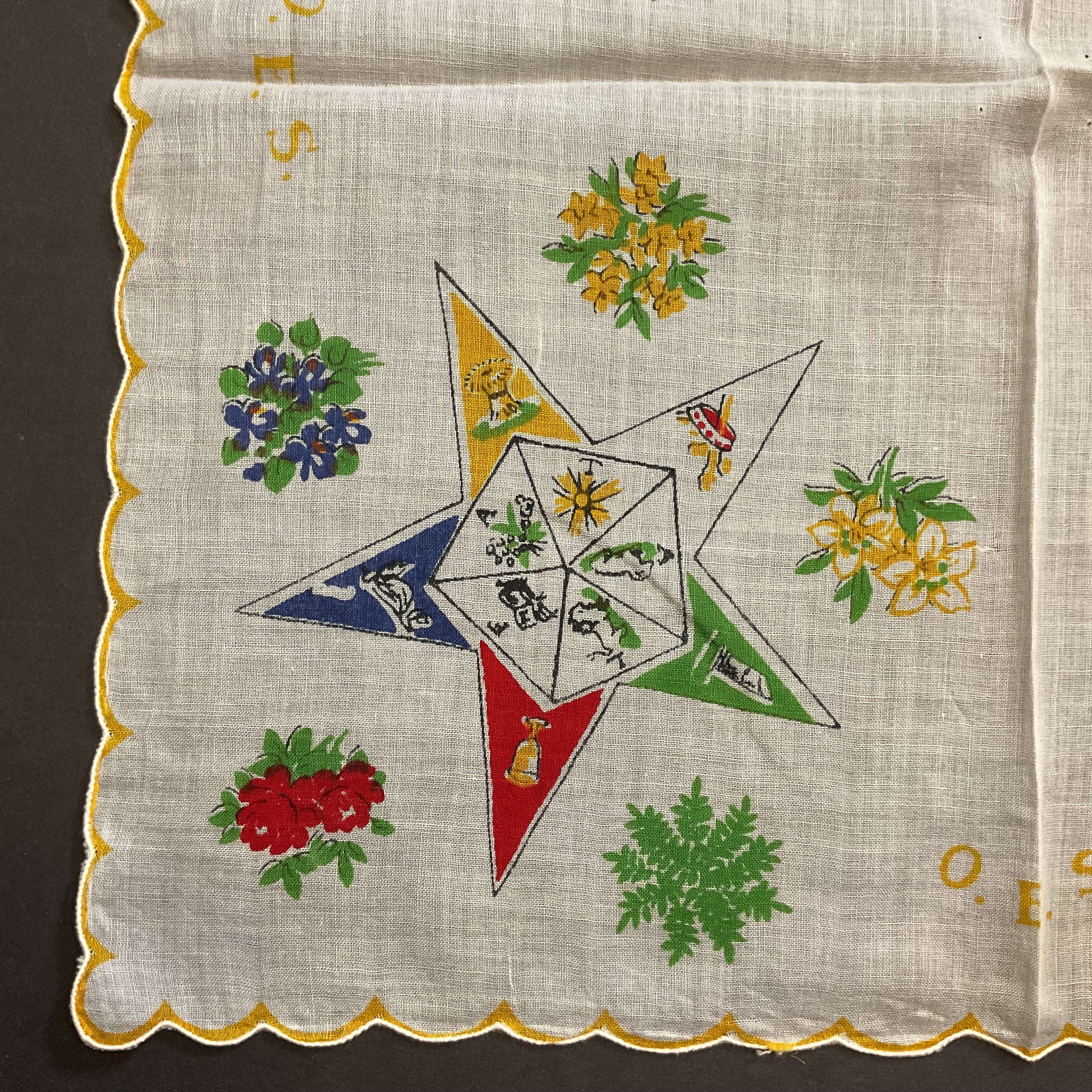 Vintage OES Hankie Order of Eastern Star Handkerchief - Avid Vintage