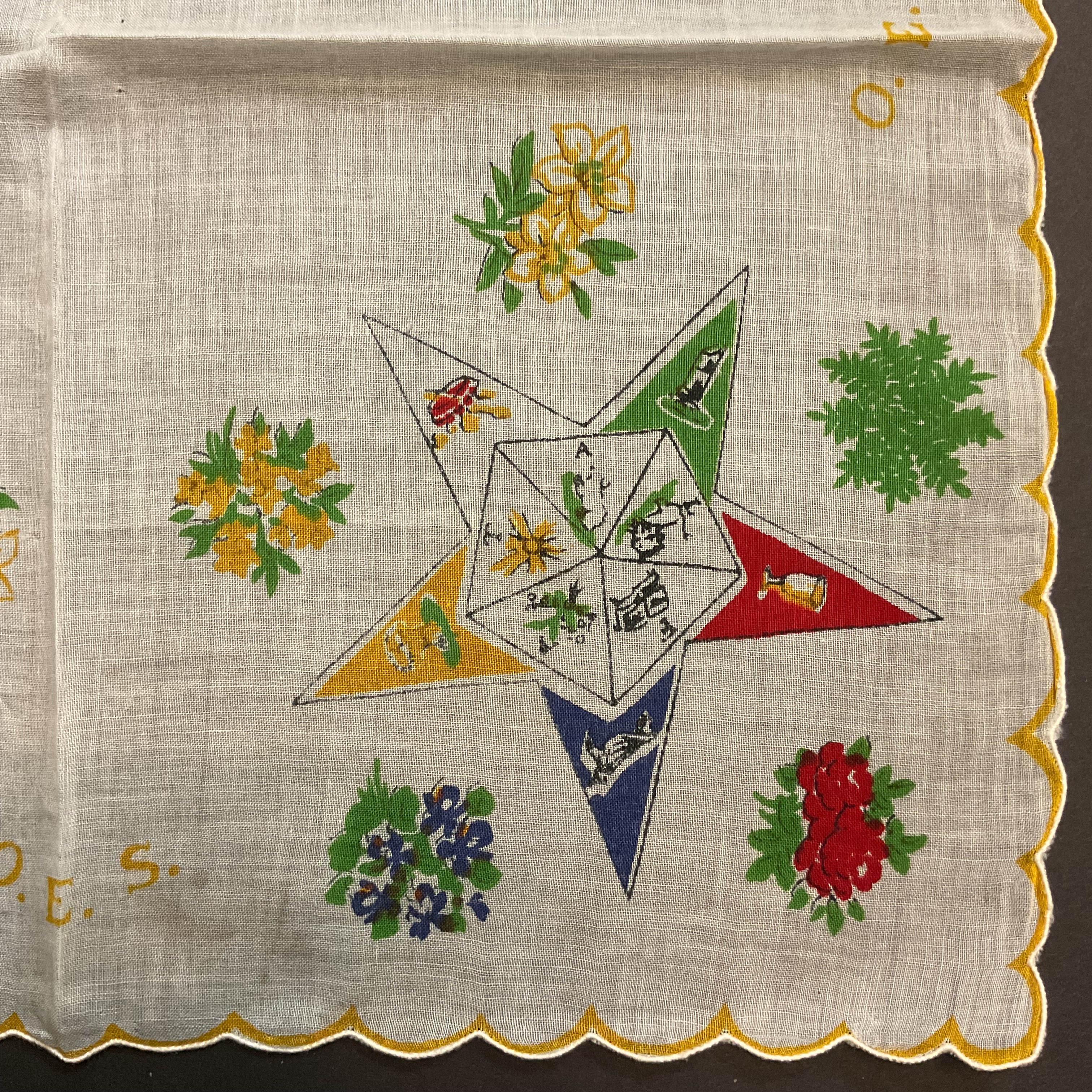 Vintage OES Hankie Order of Eastern Star Handkerchief - Avid Vintage