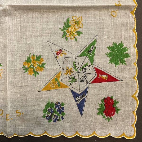 Vintage OES Hankie Order of Easter Star Handkerchief