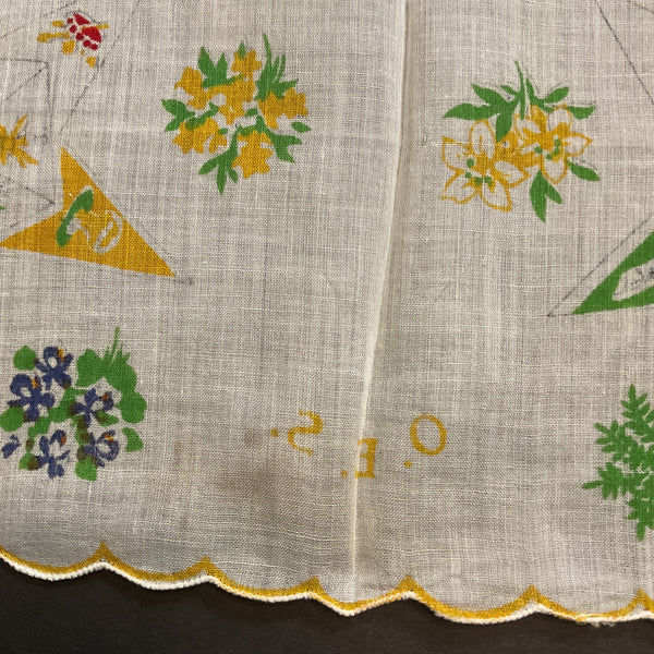 Vintage OES Hankie Order of Easter Star Handkerchief