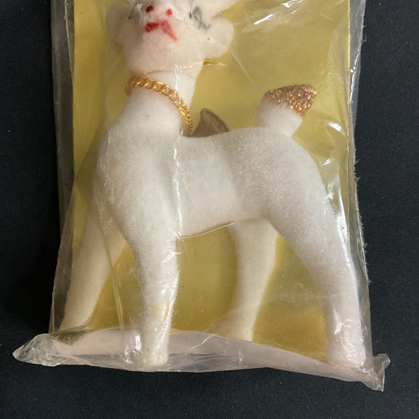 Vintage Flocked White Reindeer Gold Glitter Antlers and Tail NOS