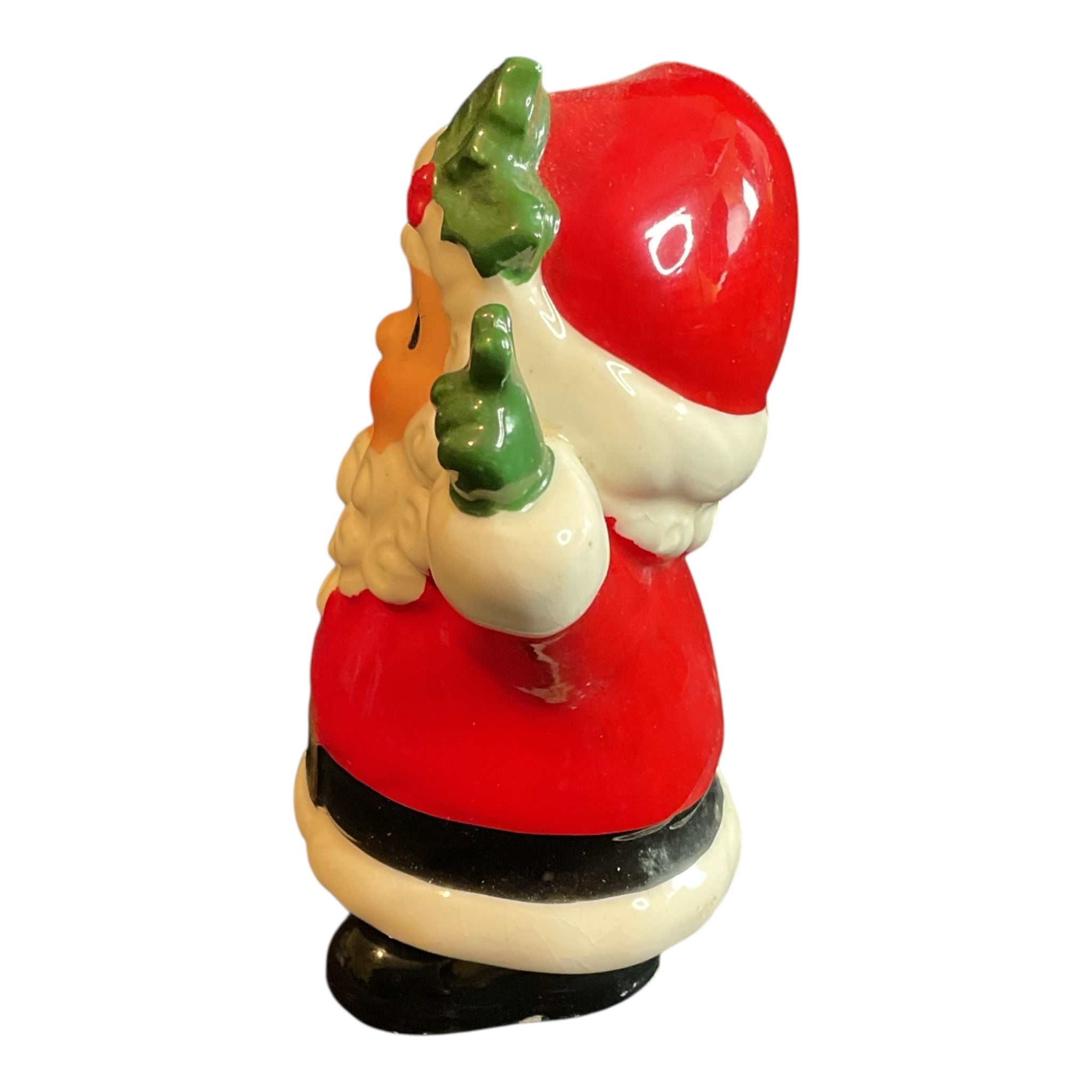 Vintage Ceramic Winking Santa Claus Christmas Figurine Mid Century