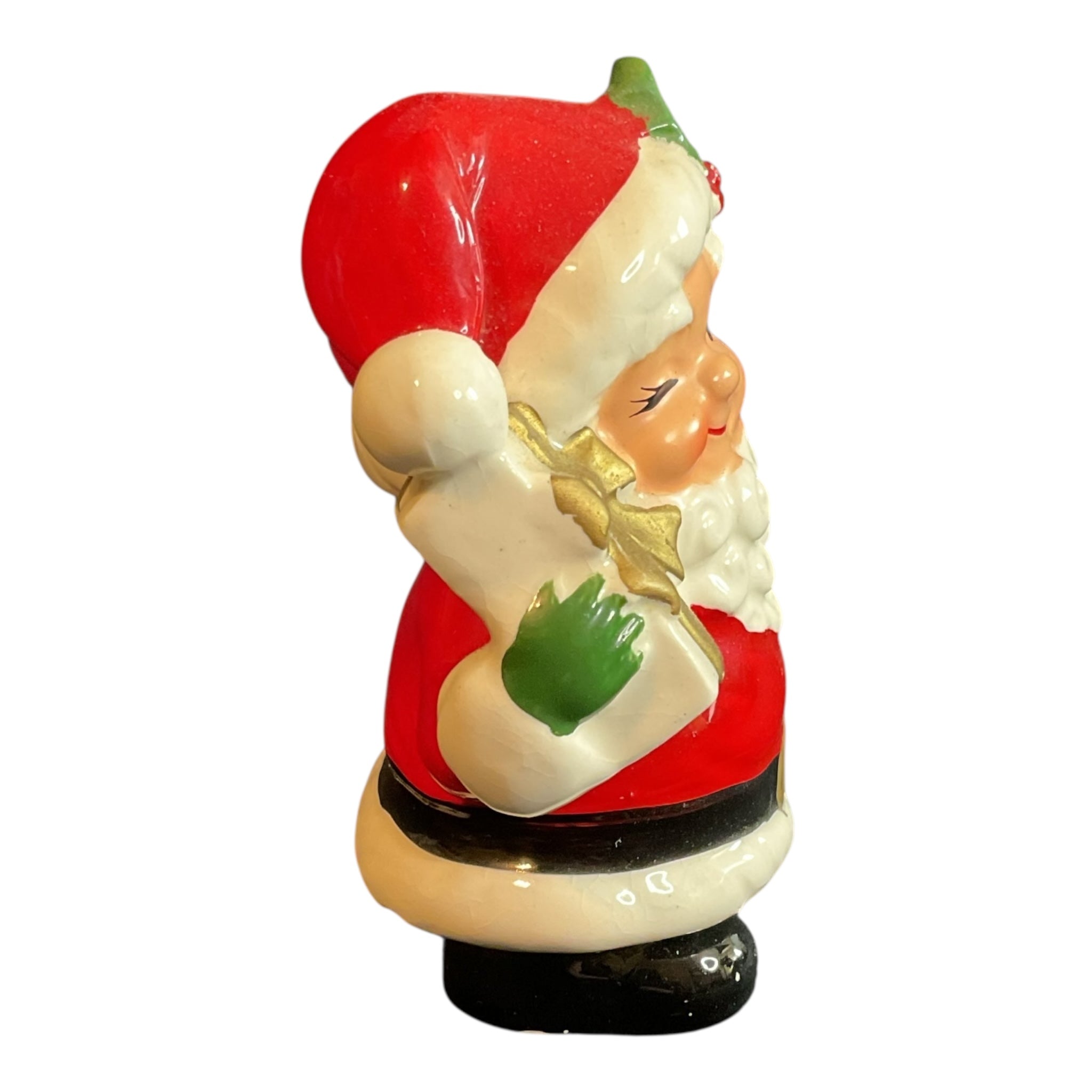 Vintage Ceramic Winking Santa Claus Christmas Figurine Mid Century