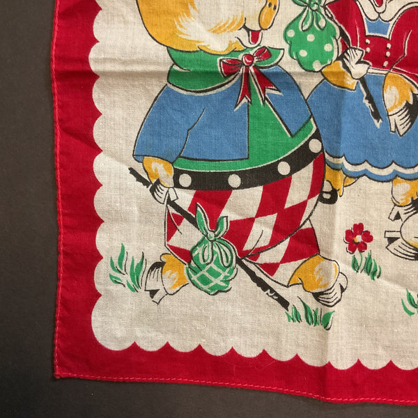 Vintage Childrens Hankie The Three Little Pigs Handkerchief