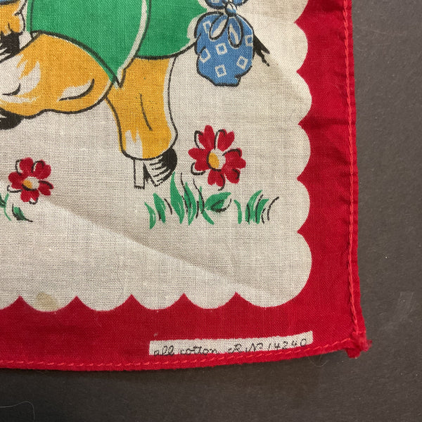 Vintage Childrens Hankie The Three Little Pigs Handkerchief