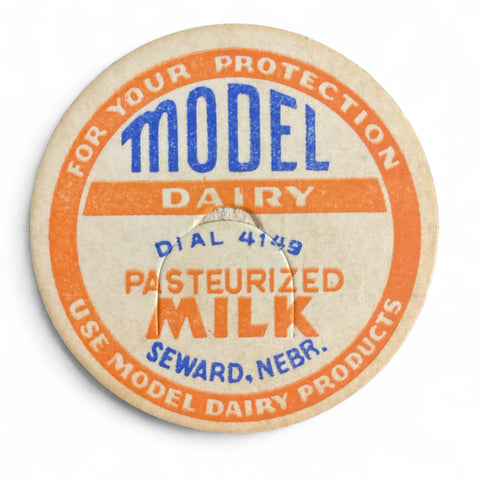 Vintage Milk Bottle Cap Seward Nebraska Model Dairy