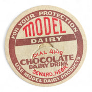 Vintage Chocolate Milk Bottle Cap Seward Nebraska Model Dairy - Avid Vintage
