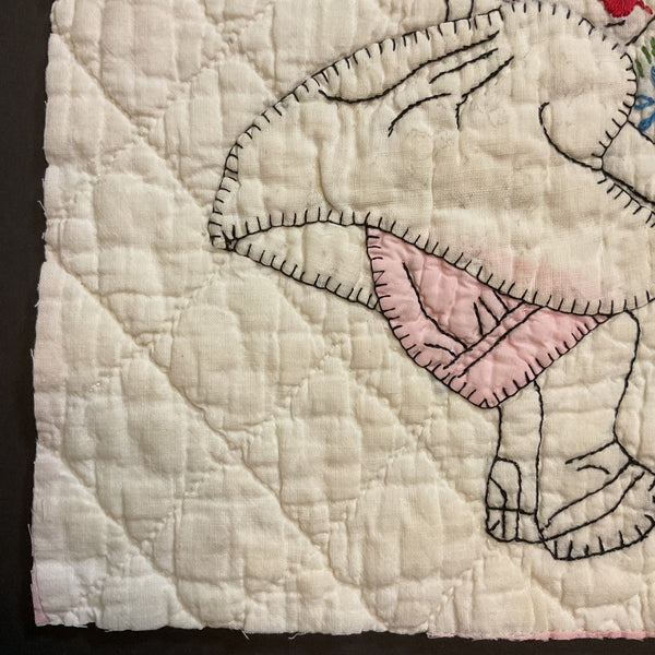 Vintage Quilt Block Little Dutch Girl or Brownie Girl Pink 10 1/2 x 11