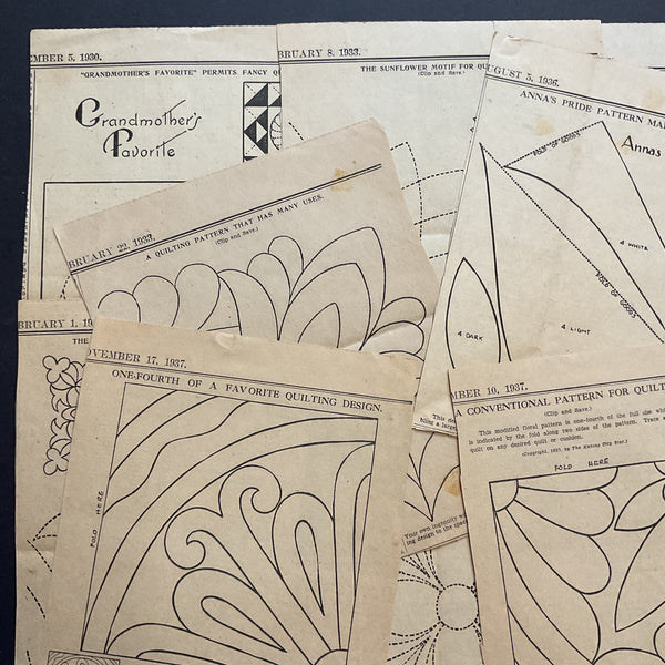 10 Vintage Kansas City Star Newspaper 1930s Quilt Patterns Clippings
