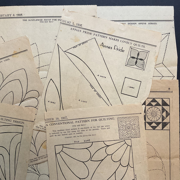 10 Vintage Kansas City Star Newspaper 1930s Quilt Patterns Clippings