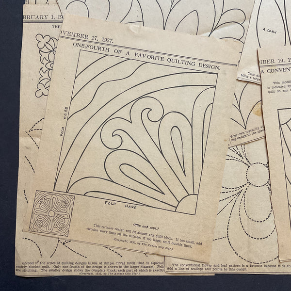 10 Vintage Kansas City Star Newspaper 1930s Quilt Patterns Clippings