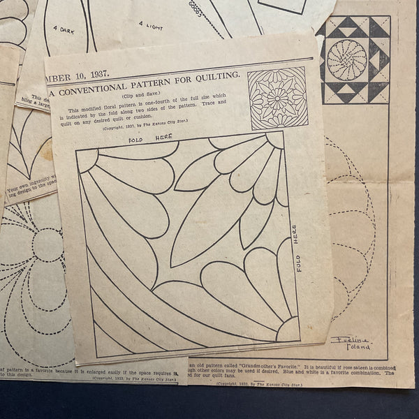 10 Vintage Kansas City Star Newspaper 1930s Quilt Patterns Clippings