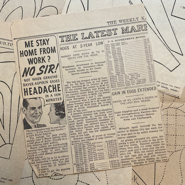10 Vintage Kansas City Star Newspaper 1930s Quilt Patterns Clippings