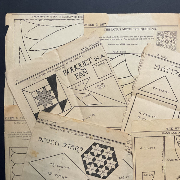 10 Vintage Kansas City Star Newspaper Clippings 1930s Quilt Patterns