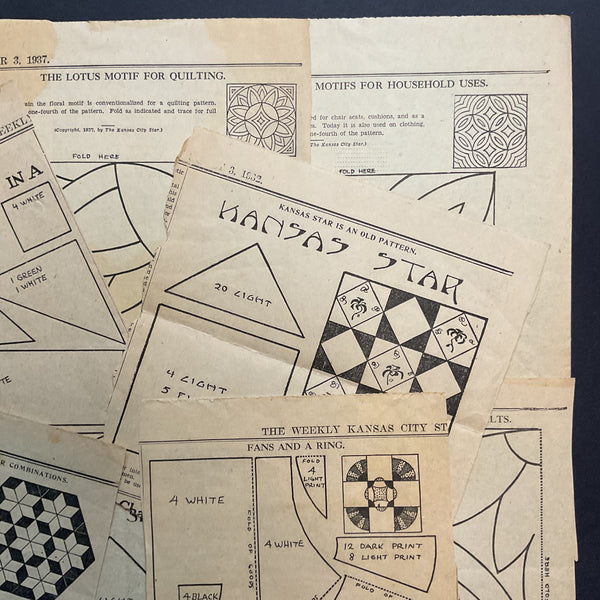 10 Vintage Kansas City Star Newspaper Clippings 1930s Quilt Patterns