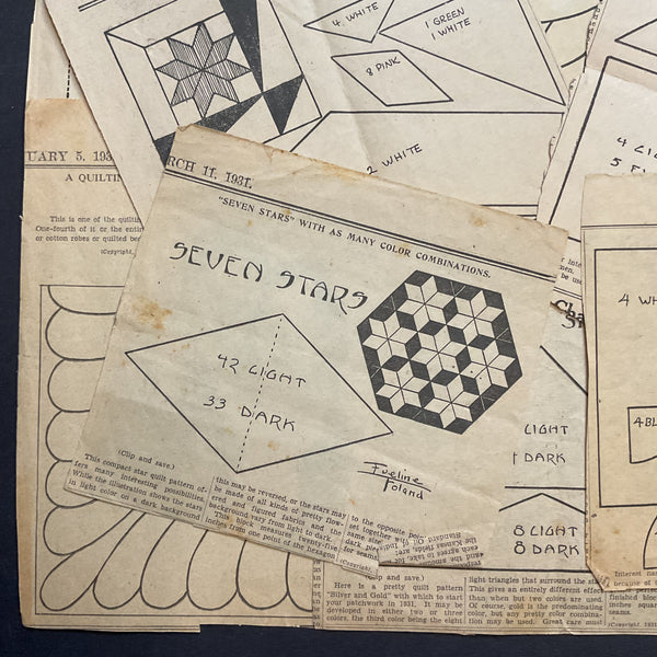 10 Vintage Kansas City Star Newspaper Clippings 1930s Quilt Patterns