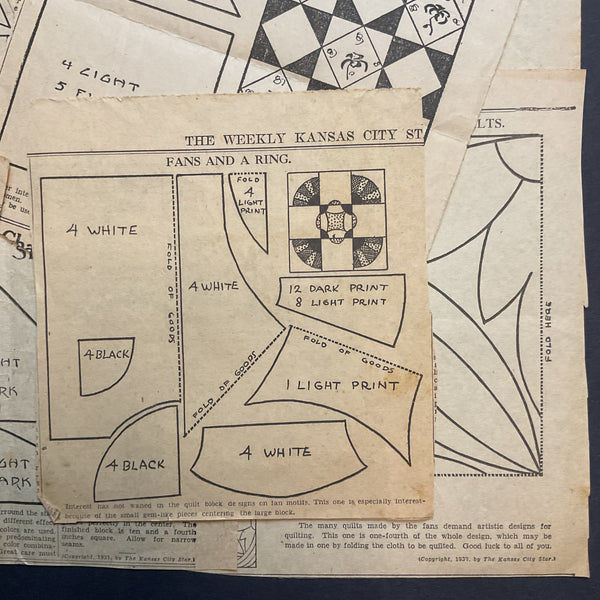 10 Vintage Kansas City Star Newspaper Clippings 1930s Quilt Patterns