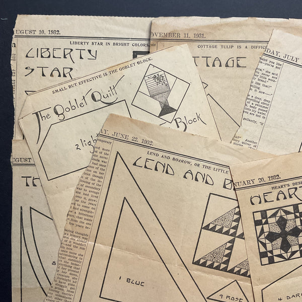 Vintage Kansas City Star Quilt Patterns 10 Original 1930s Newspaper Clippings